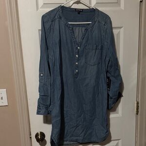 Express Denim Button-Up Tunic